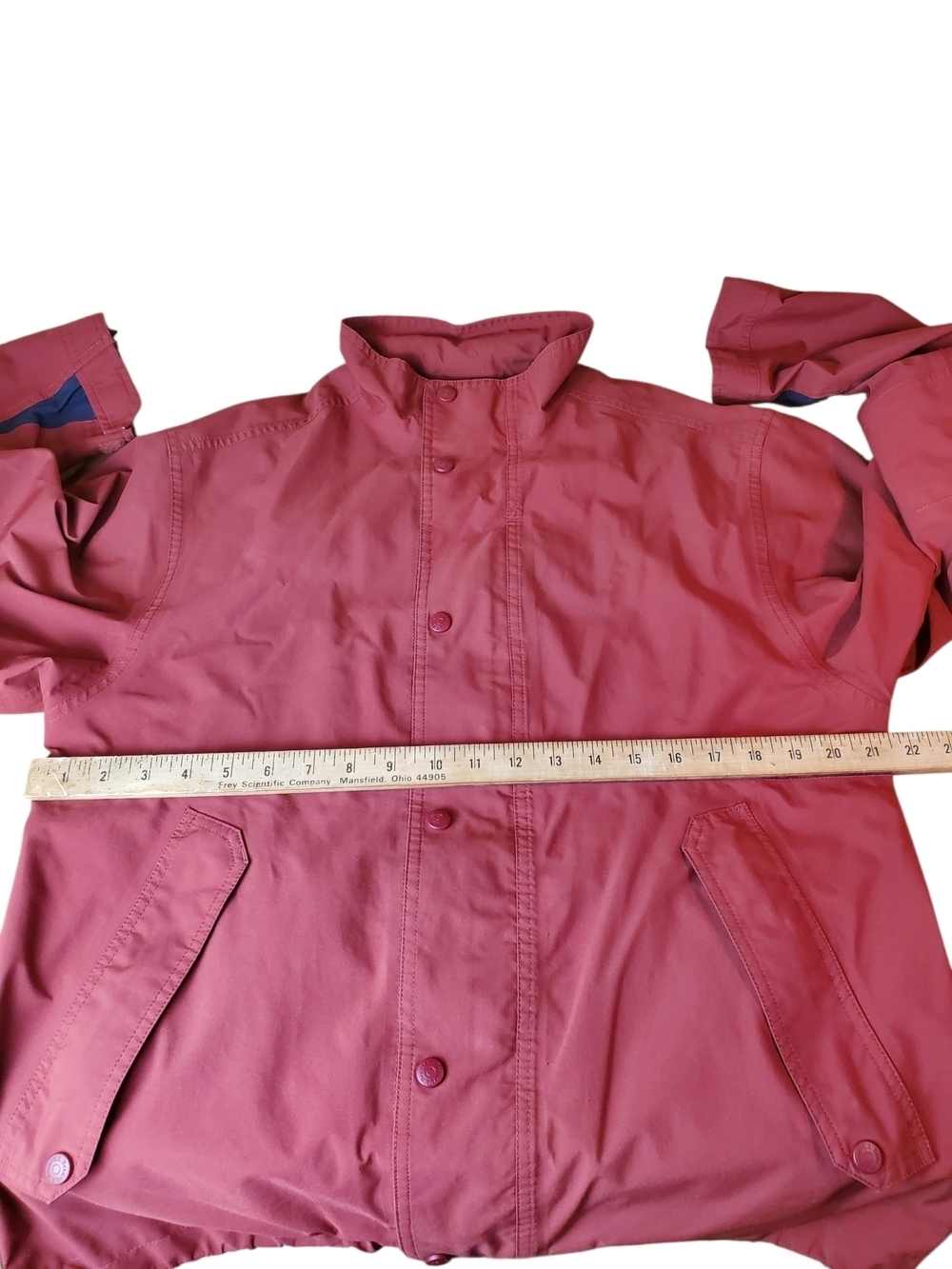 VTG 90s L.L.Bean Red Bomber Jacket Full Zip Snap Pockets Mesh Lined MED. #254 - Picture 10 of 13
